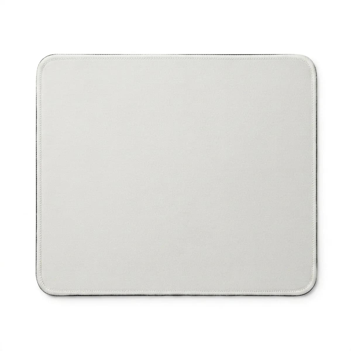 A plain rectangular cloth mouse mat lying flat, blank, stitched at the edge.