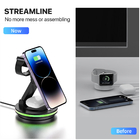 ABS PC 3 in 1 Foldable and Portable Magnetic Wireless Charger with Fast Charging
