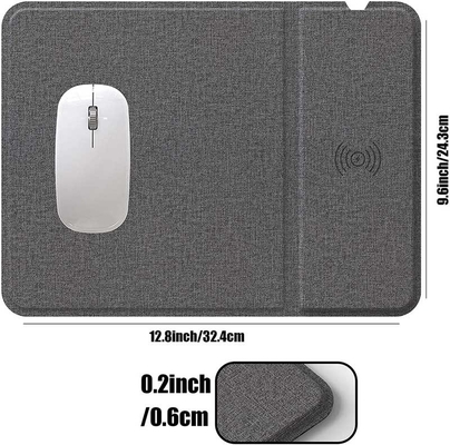 Gray Foldable 10W Wireless Charger Mouse Pad Gifts 300*220*6.5mm