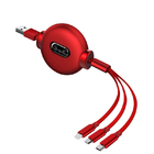 3A Max Current 1.2m Retractable USB Extension Cable 3 In 1 Multi Port