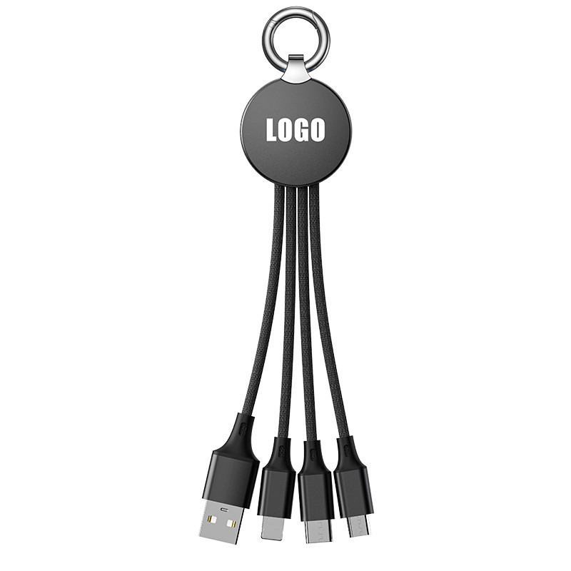 OD 3.5mm 3 In 1 Universal Usb Charging Cable Multi Pin Keychain Design