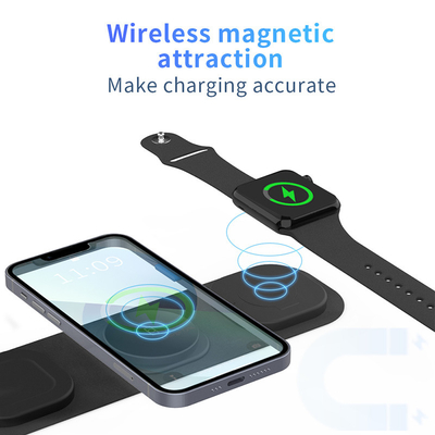 15W 10W Magnetic Foldable Wireless Charger 3 In 1 Wireless Charger