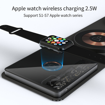 Transparent Dual 15W Fabric Wireless Charger 3 In 1 Wireless Charger Charging Dock For Apple