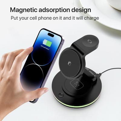 ABS PC 3 in 1 Foldable and Portable Magnetic Wireless Charger with Fast Charging