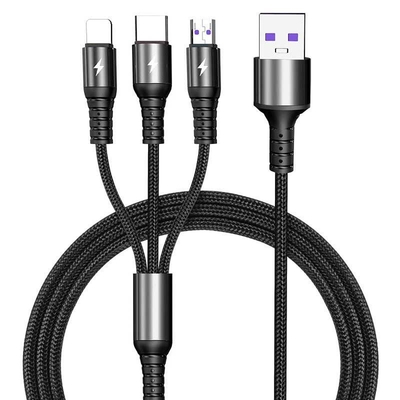 Nylon Braided 5A 3.5mm Fast Charging USB Cables Multifunctional