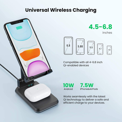 QI 10W Adjustable Wireless Charger 2 in 1 Dual Wireless Charger