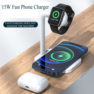 15W Fast Charging Desktop 2 In 1 Wireless Charger for Magnetic Watch Mobile Phone